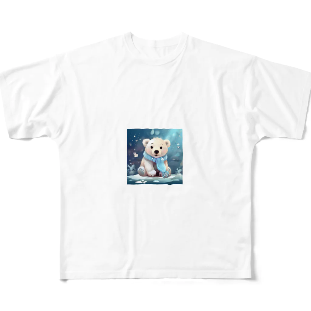 りんりんの可愛いシロクマちゃんショップ　かわいいよ！のしろくまちゃん All-Over Print T-Shirt