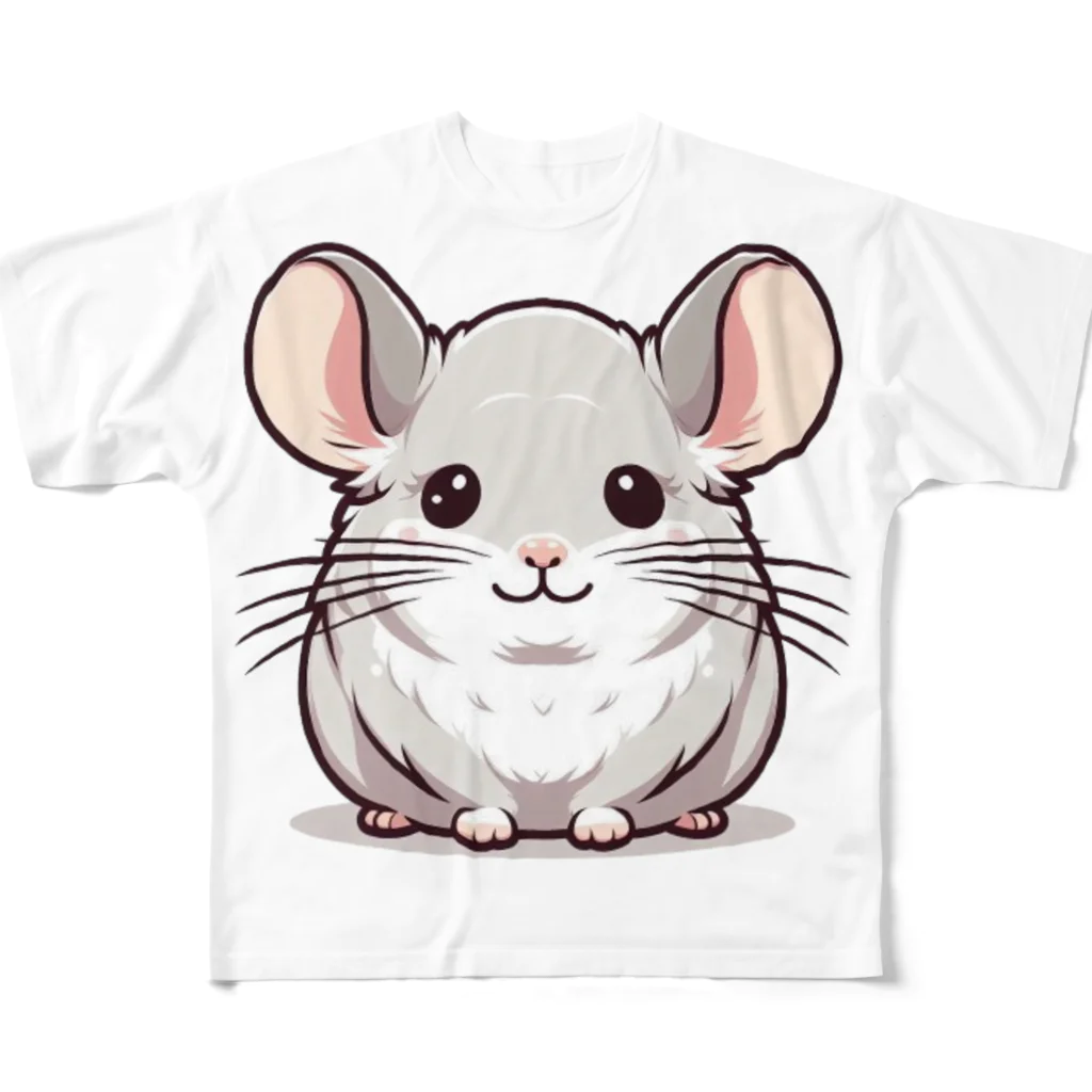 もふっとチンチラ🐭のチンチラ（シナモン） フルグラフィックTシャツ