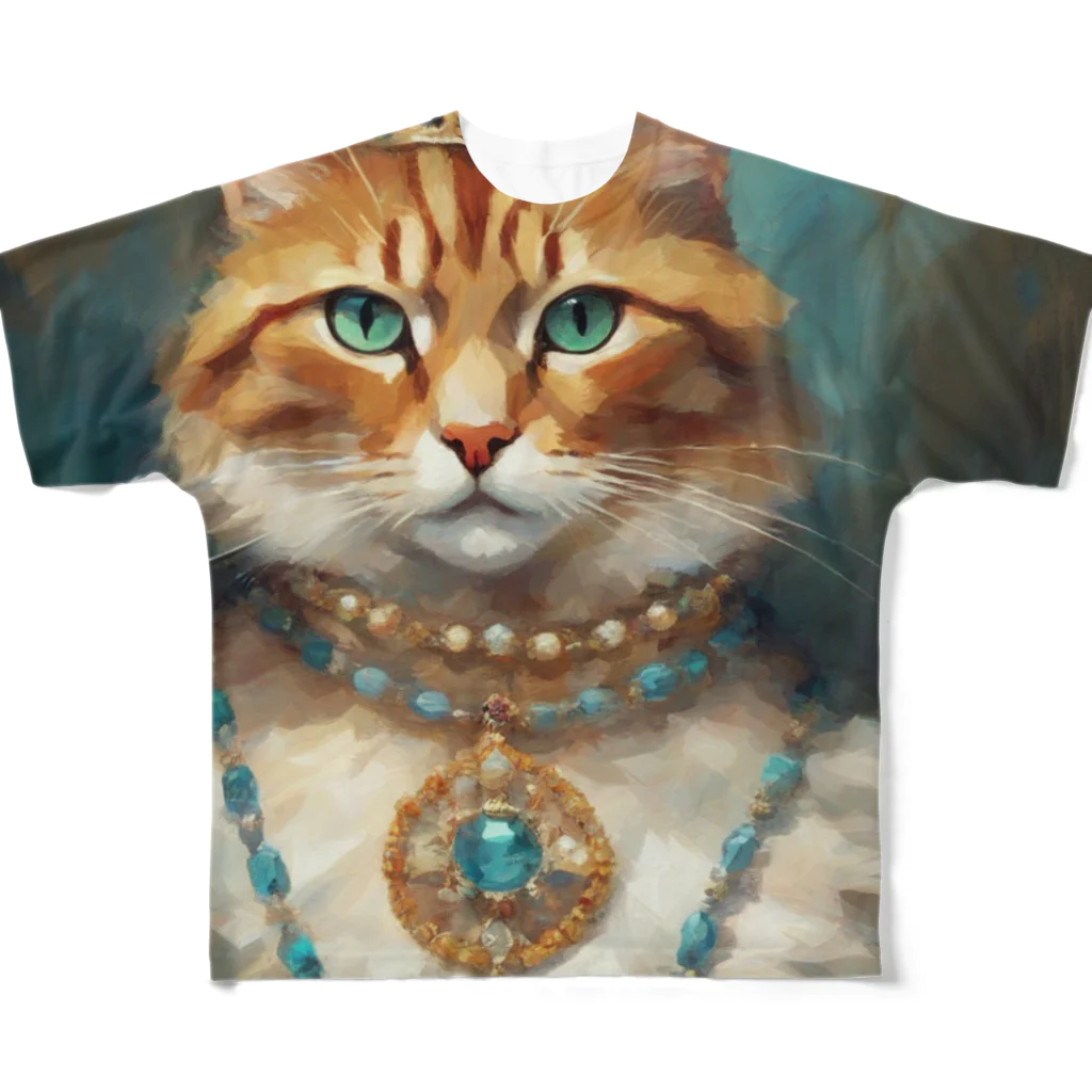 esmeralda64のパライバトルマリンの瞳の猫 フルグラフィックTシャツ