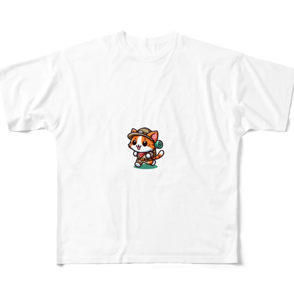 BinaryStoreの冒険好きな猫 フルグラフィックTシャツ