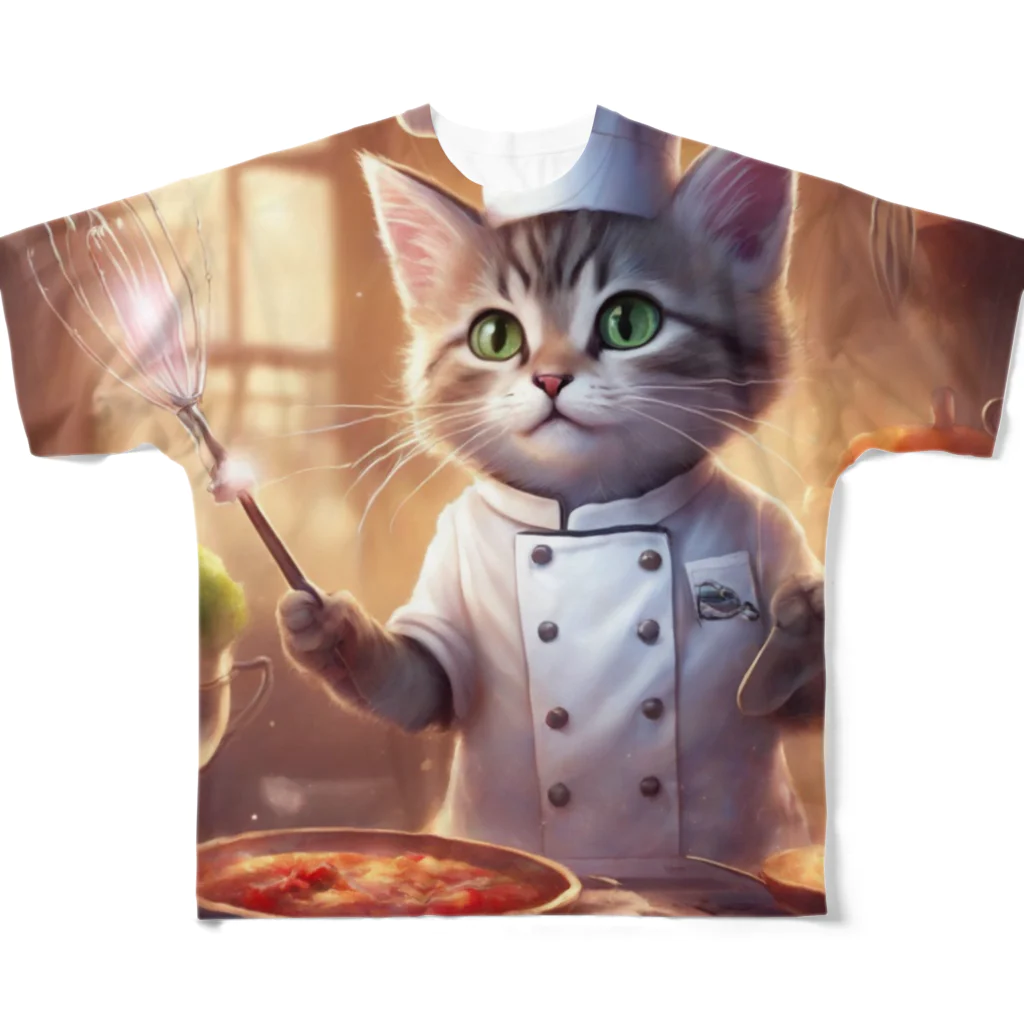 キャリーのcooking猫 フルグラフィックTシャツ