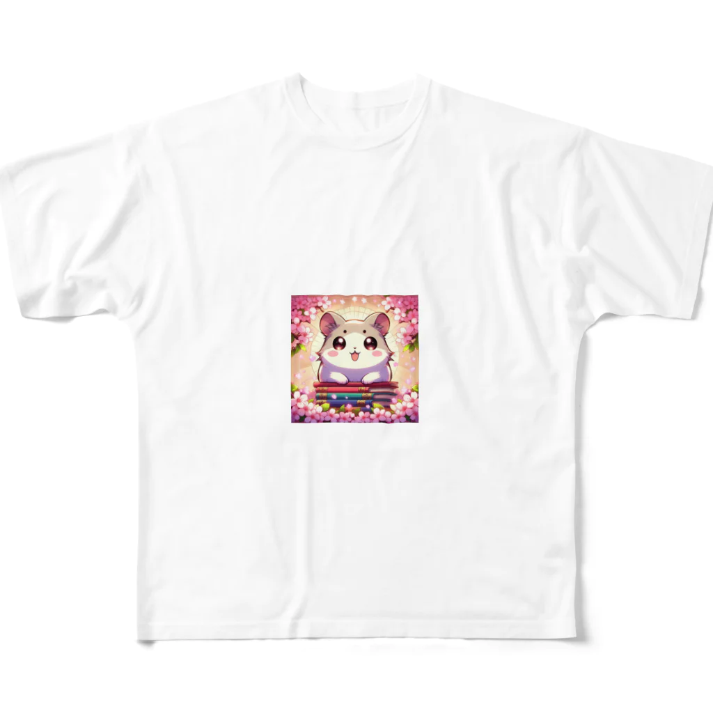 「動物ミリ屋」の読書推進ハム～ All-Over Print T-Shirt