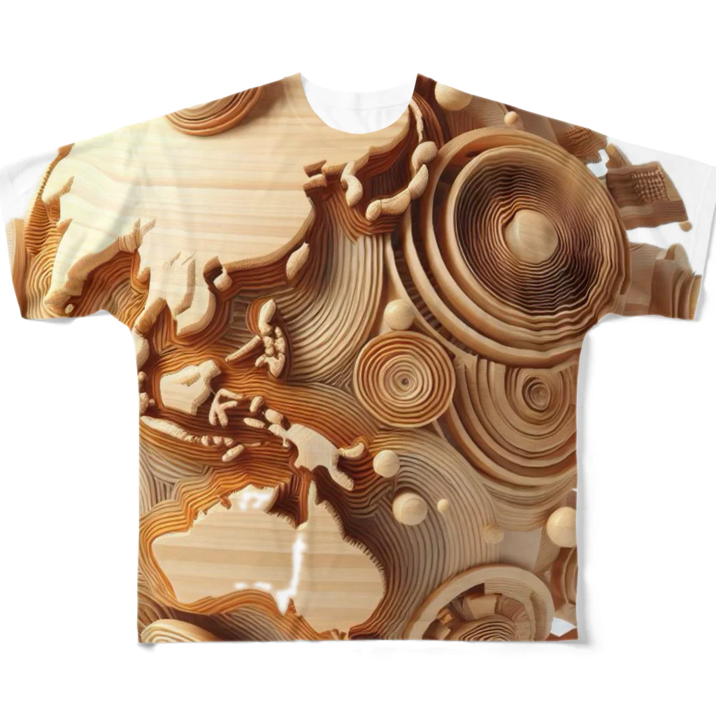 JUPITERの"Wooden Earth" フルグラフィックTシャツ