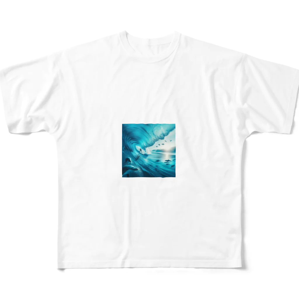 Lovers-chapelのサーファーと海 All-Over Print T-Shirt