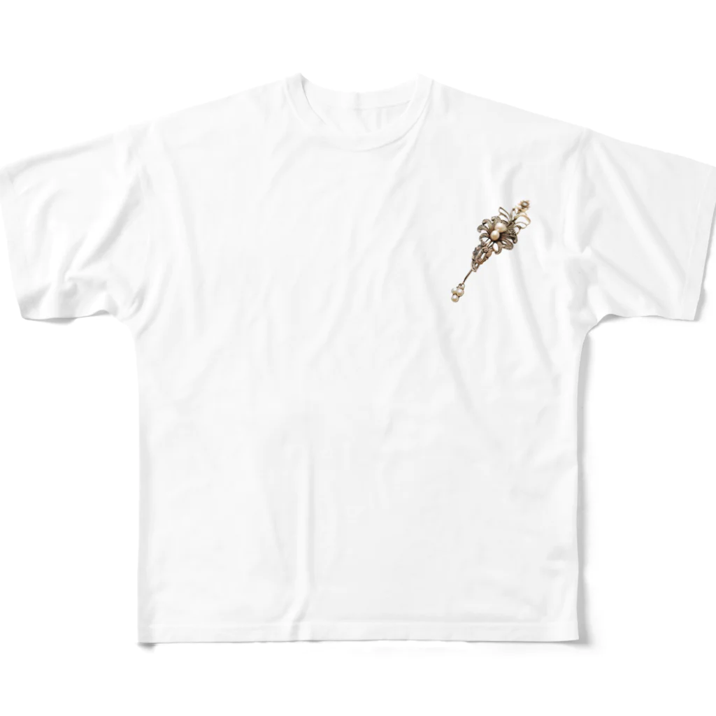 motsunabeeのpearl clip, unique, new design, special フルグラフィックTシャツ