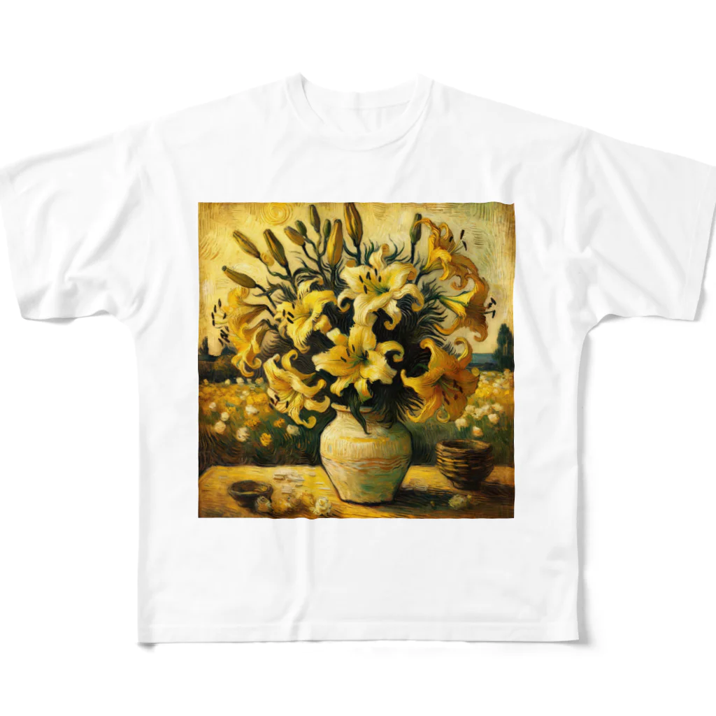 Dexsterのゴッホ風「ユリ」 Lily Van Gogh style01 フルグラフィックTシャツ