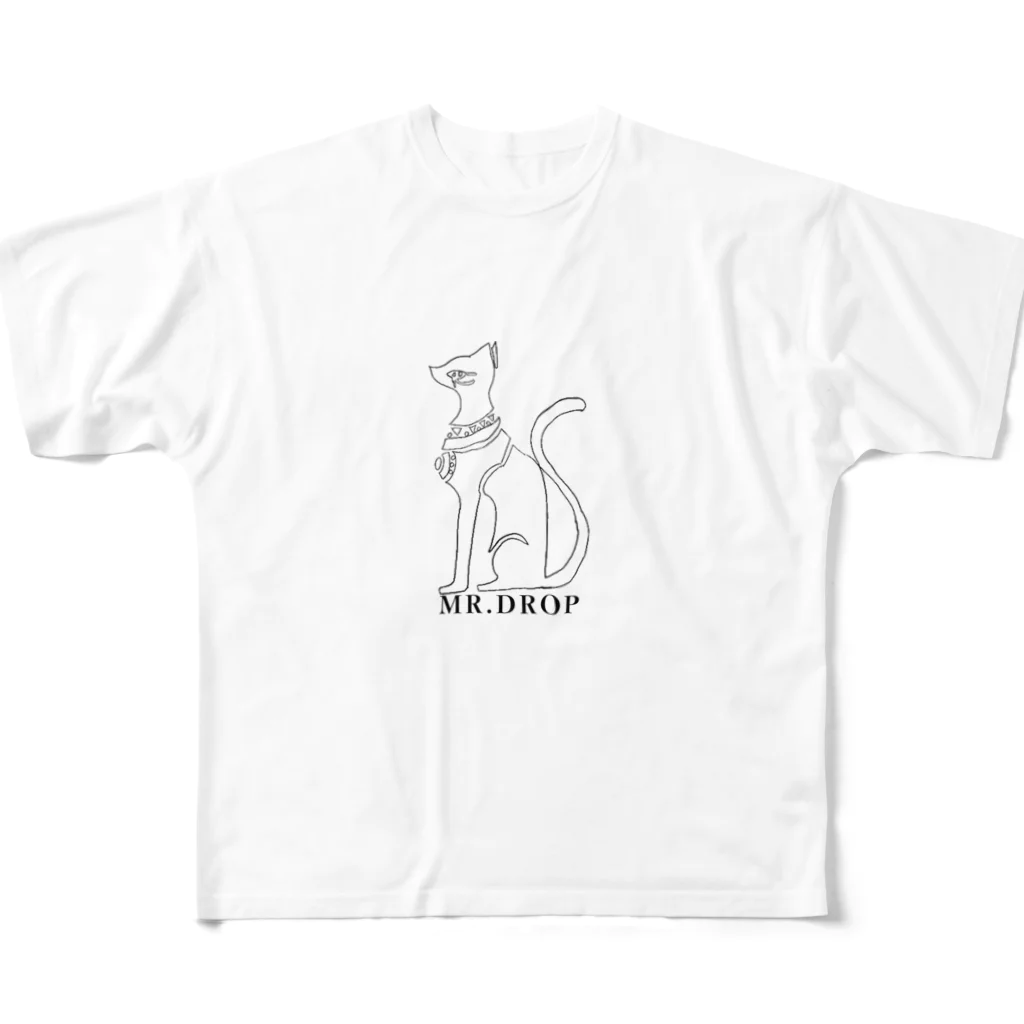 🐈‍⬛ MR.DROP🐈‍⬛ の古代エジプト猫の神様　バステト神 All-Over Print T-Shirt