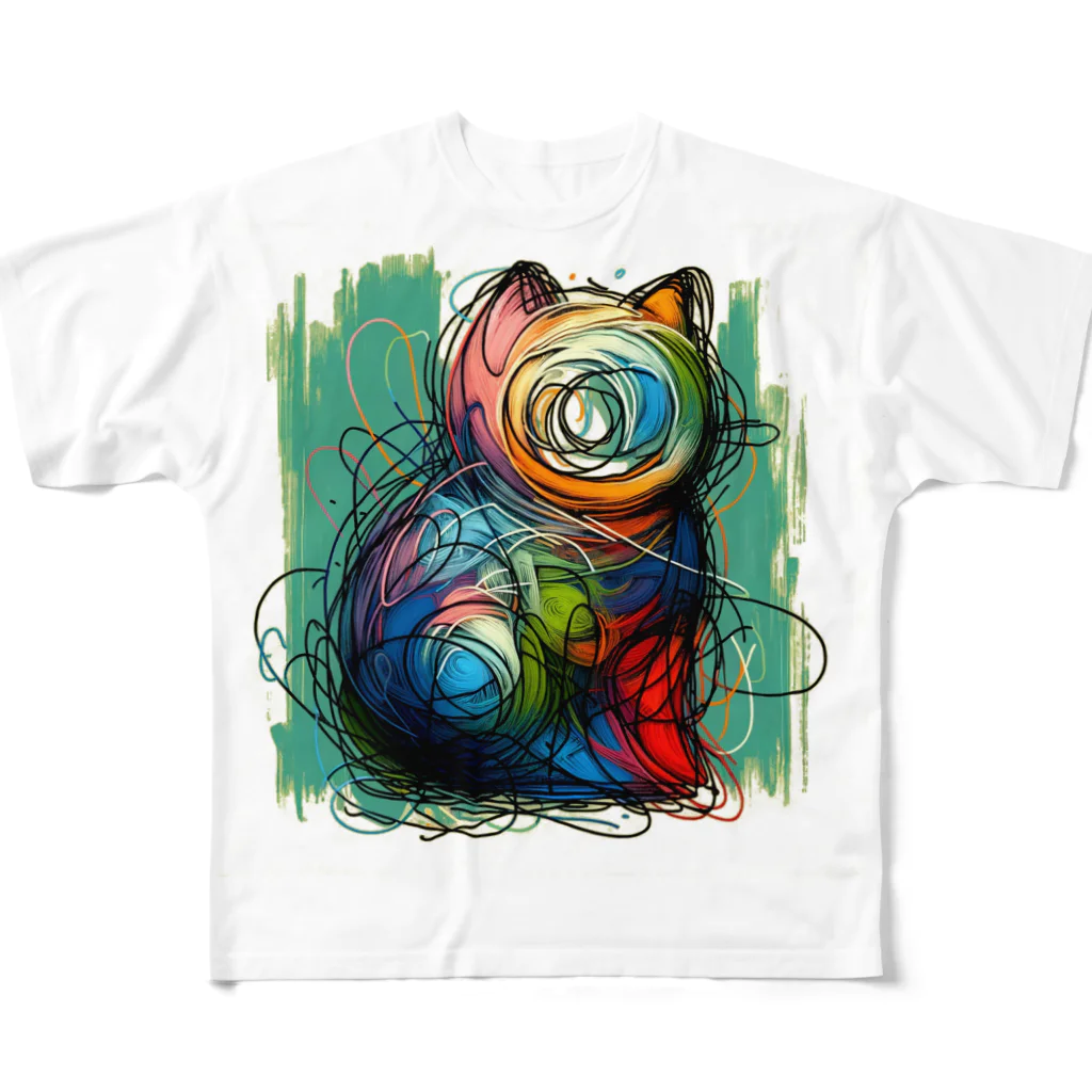 あんぽぴゅらーあーてぃすとのCat All-Over Print T-Shirt