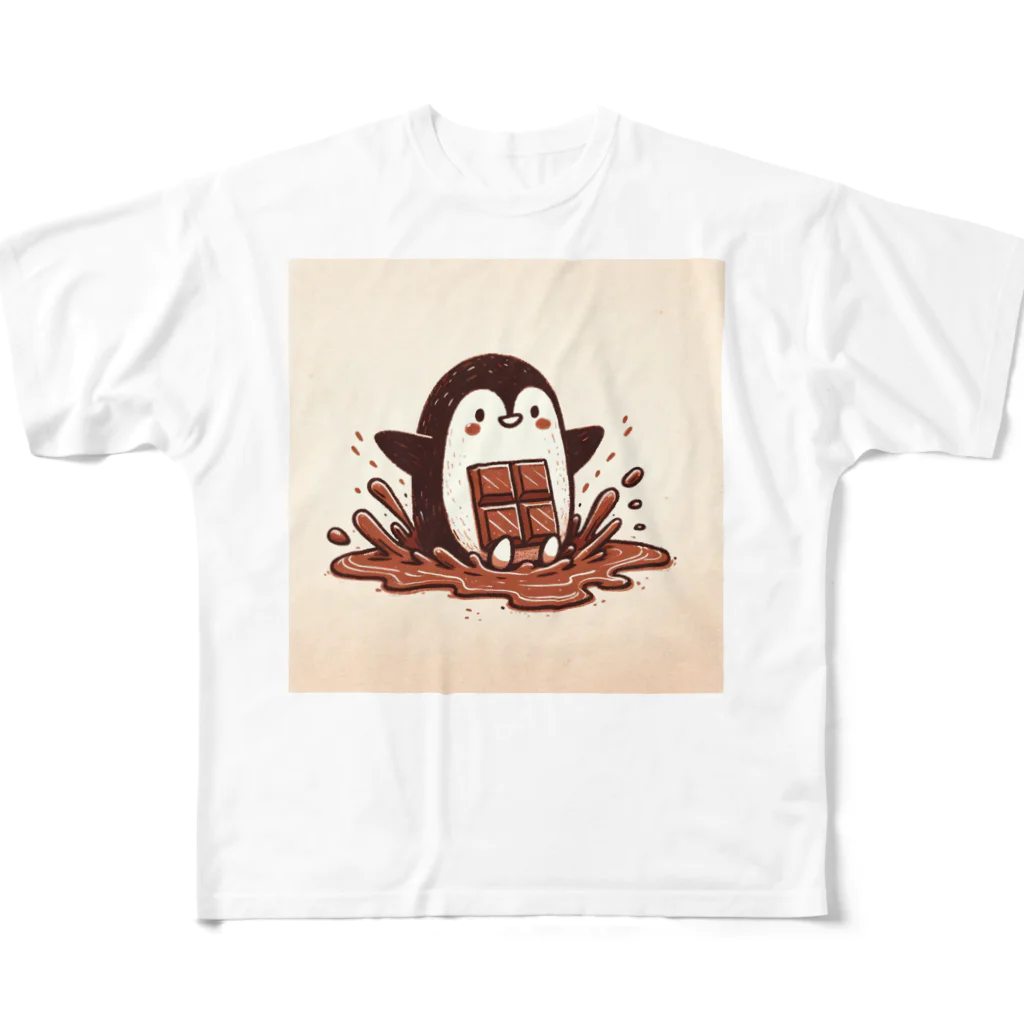 もぐふわアニマルズの甘い滑走 - チョコペンギン物語 フルグラフィックTシャツ