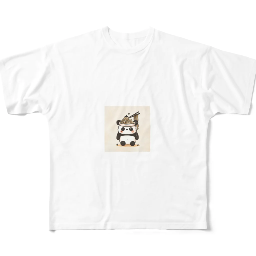 もぐふわアニマルズのふわふわパンダのラーメンワンダーランド All-Over Print T-Shirt