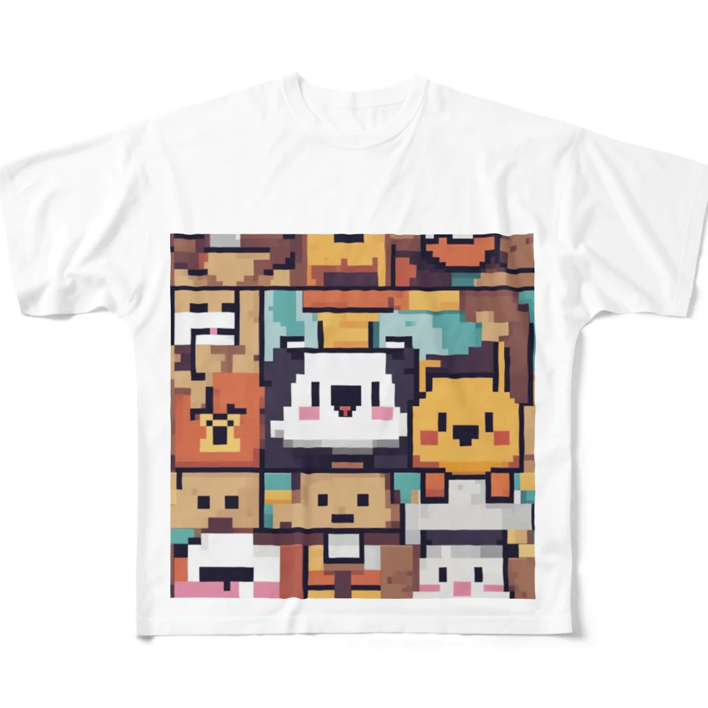 動物ドットの動物ぎっしりドット All-Over Print T-Shirt