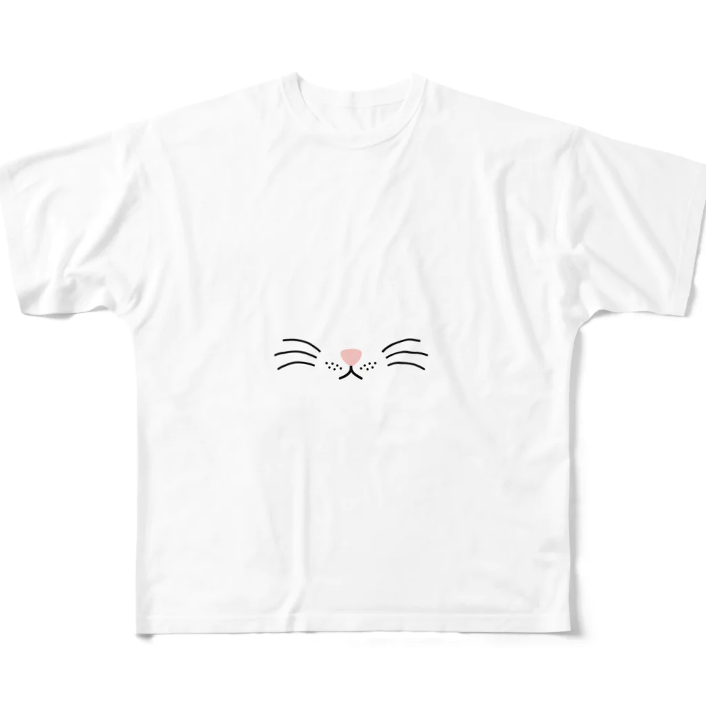 あにまるマスクのシンプルでかわいい猫の顔01 フルグラフィックTシャツ