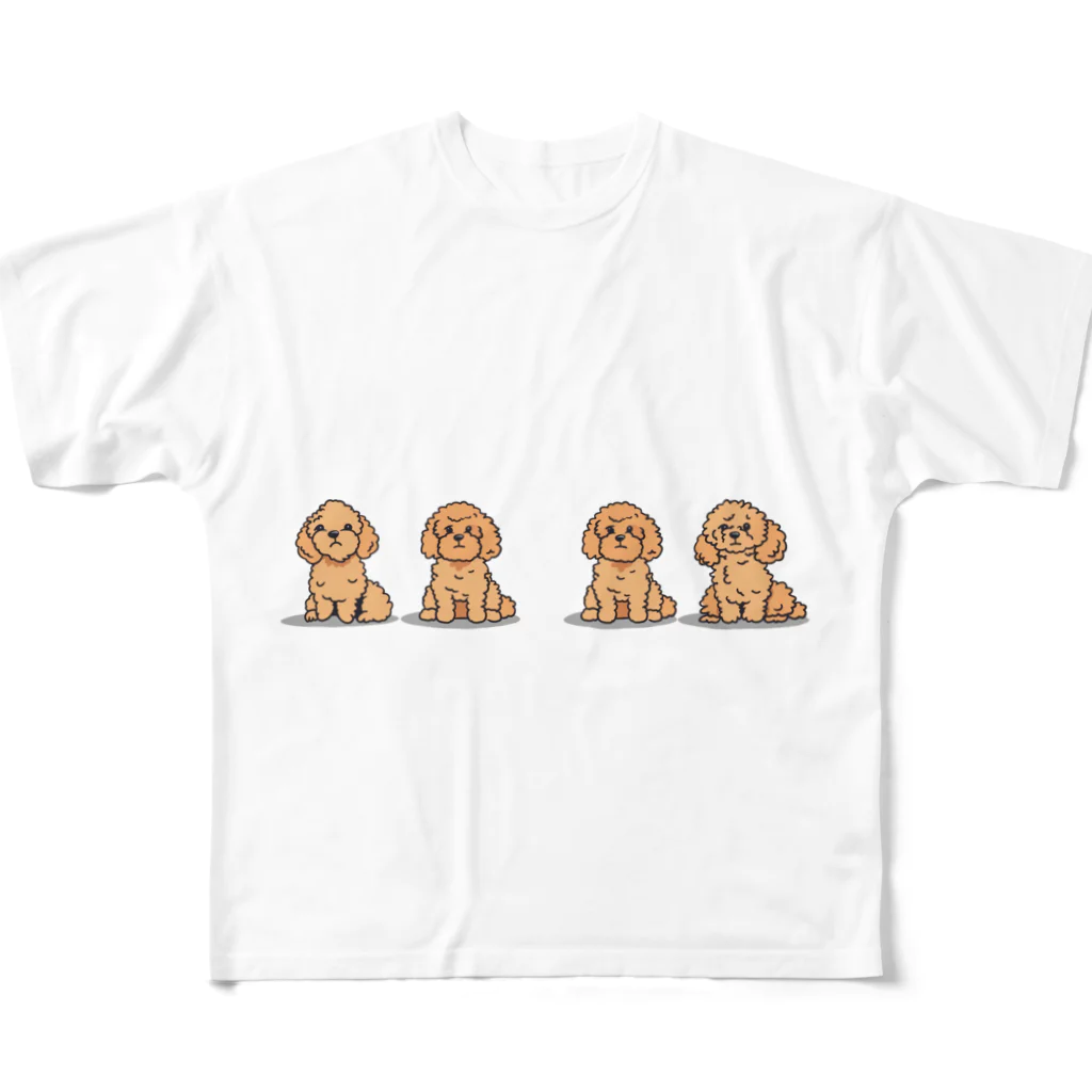 hanappongの4匹のトイプードル All-Over Print T-Shirt