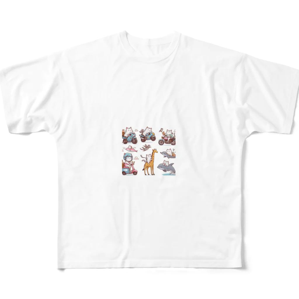 show0504の乗り物ネコ All-Over Print T-Shirt
