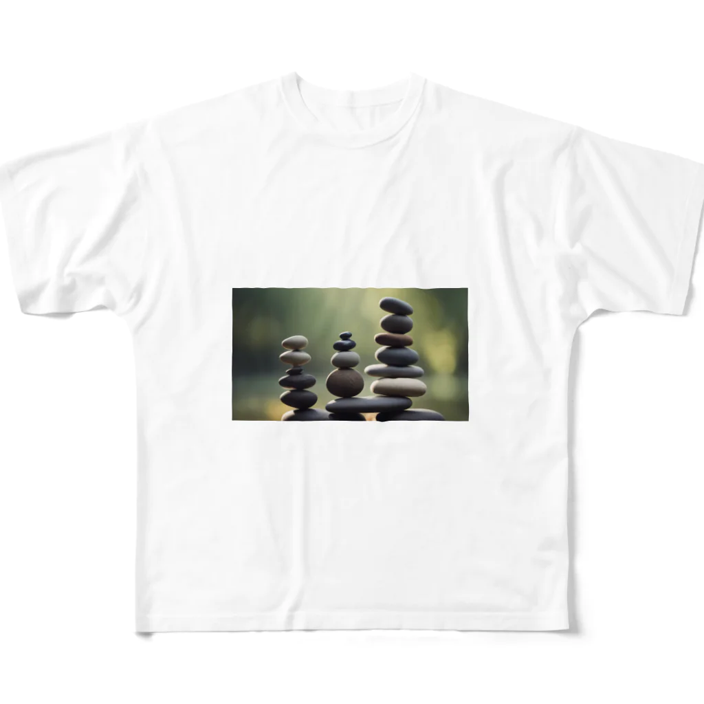 ゆったりまったり屋の石を積む All-Over Print T-Shirt