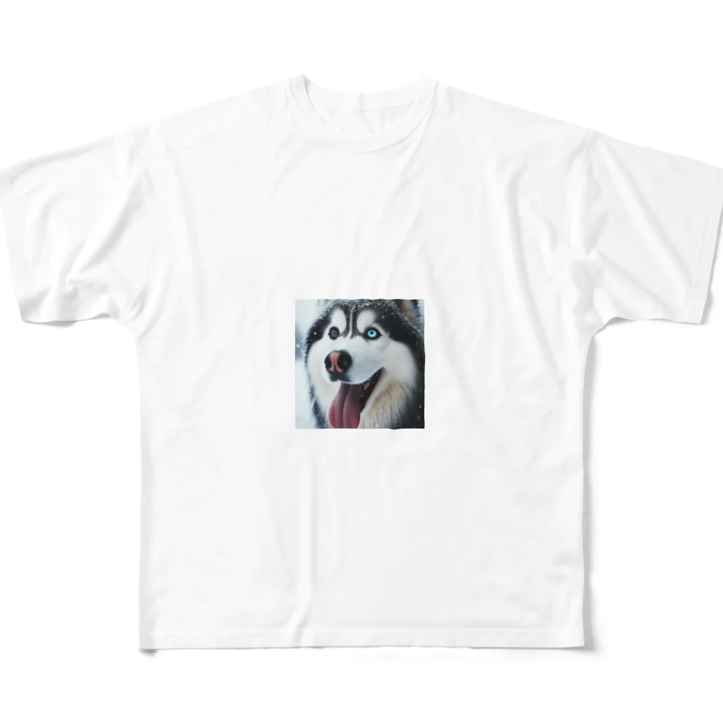 M_Takashiの【ユニークな魅力が溢れるオッドアイハスキー！】 All-Over Print T-Shirt