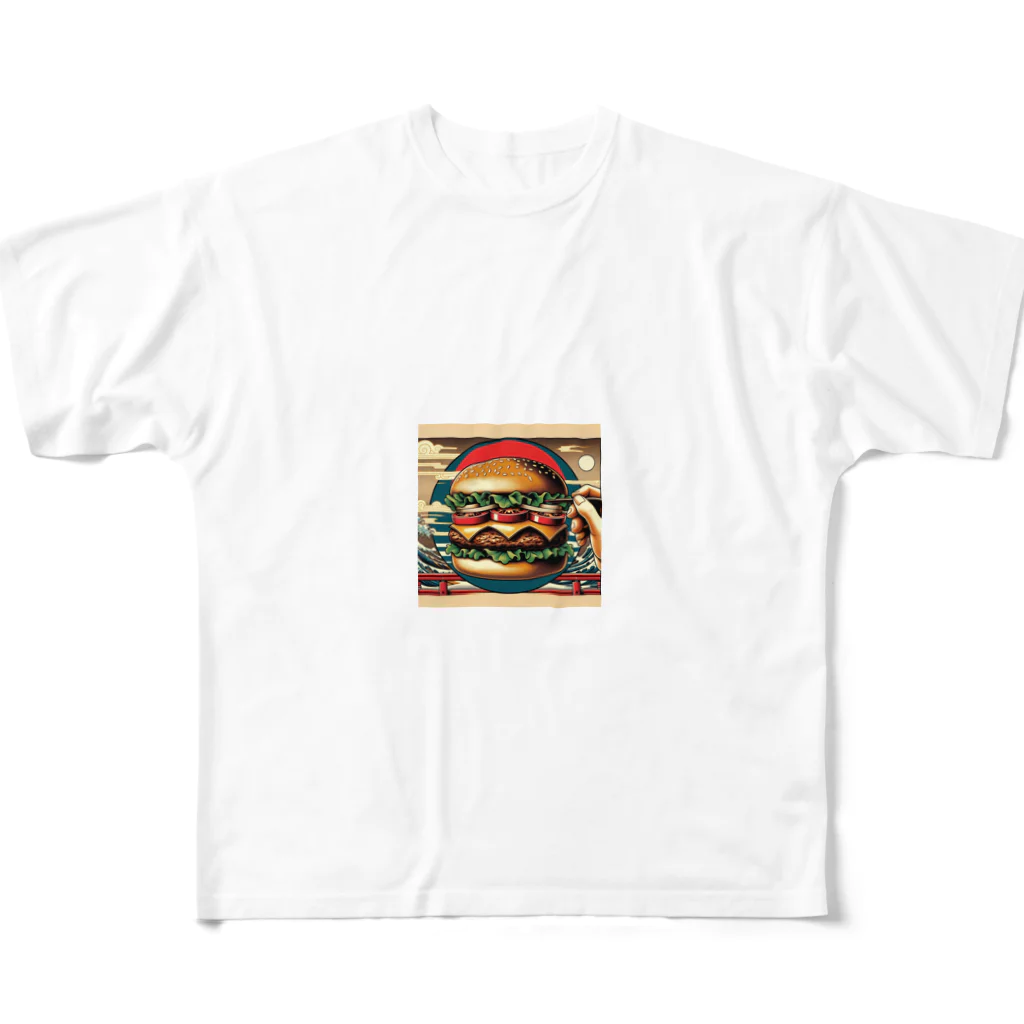 minaminokahoの日本の浮世絵が最新の食文化と融合 フルグラフィックTシャツ