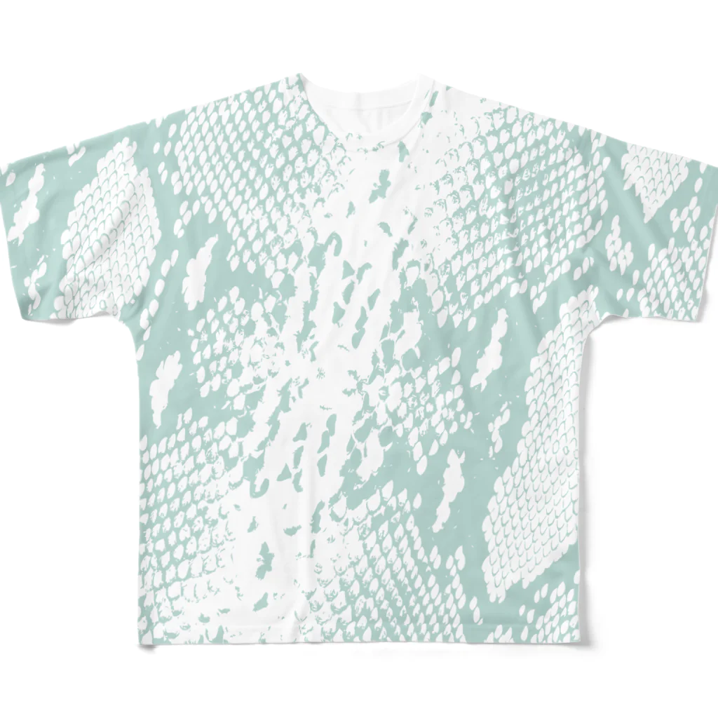 painfulgrowthのパイソンパターン フルグラフィックTシャツ
