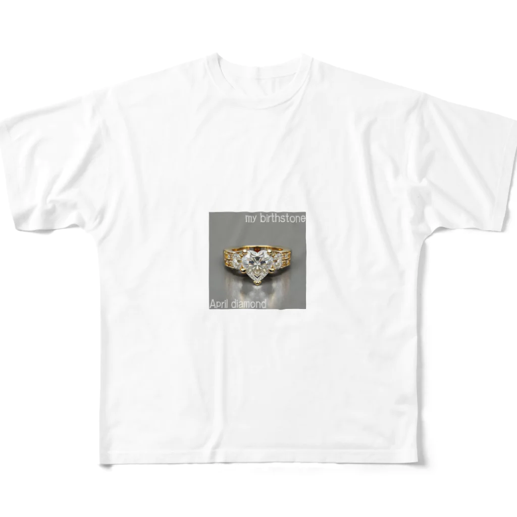 ゆうめい♏のBirthstone/heart-shaped ring/April All-Over Print T-Shirt