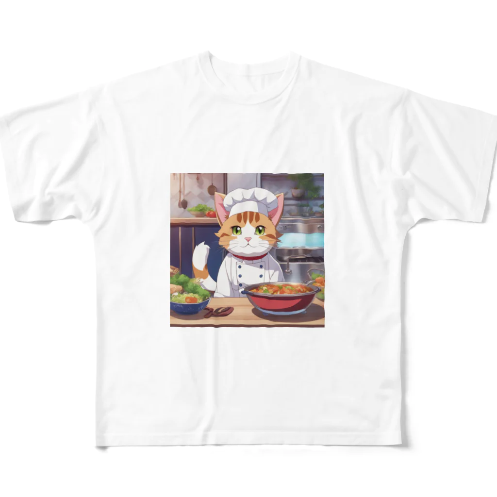 ネコのお部屋のパティシエデビューのネコ All-Over Print T-Shirt