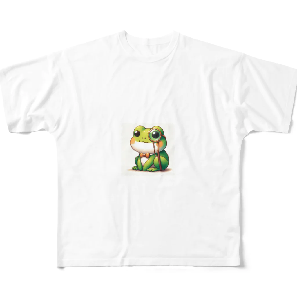 kawaiidoubututatiのカエル×めがね フルグラフィックTシャツ