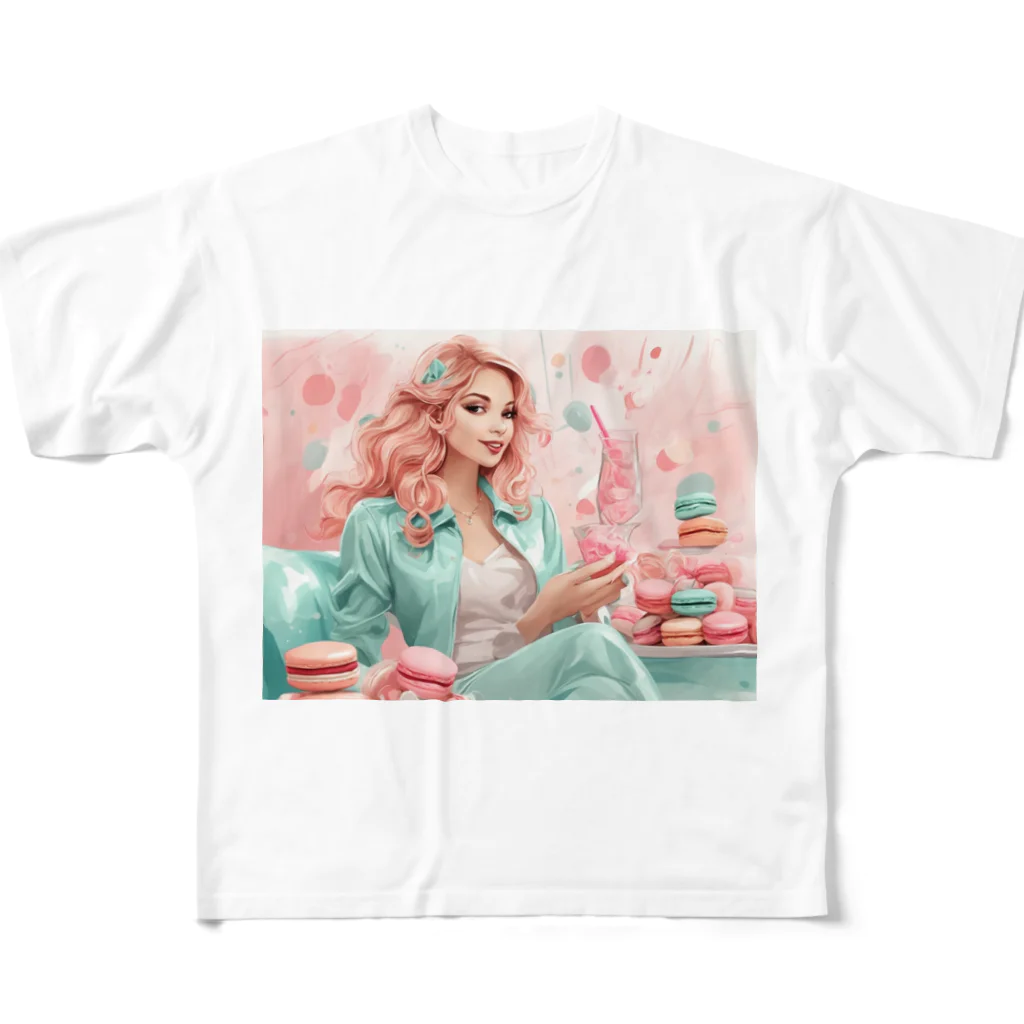 kishibehanaのMacaron Girl フルグラフィックTシャツ