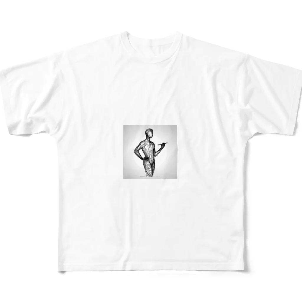 Schiele_sarieriの線画の人 All-Over Print T-Shirt