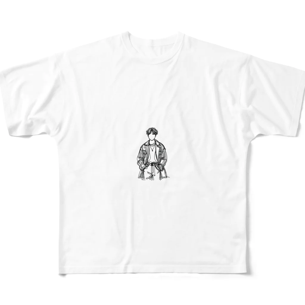 Schiele_sarieriの線画の人 All-Over Print T-Shirt