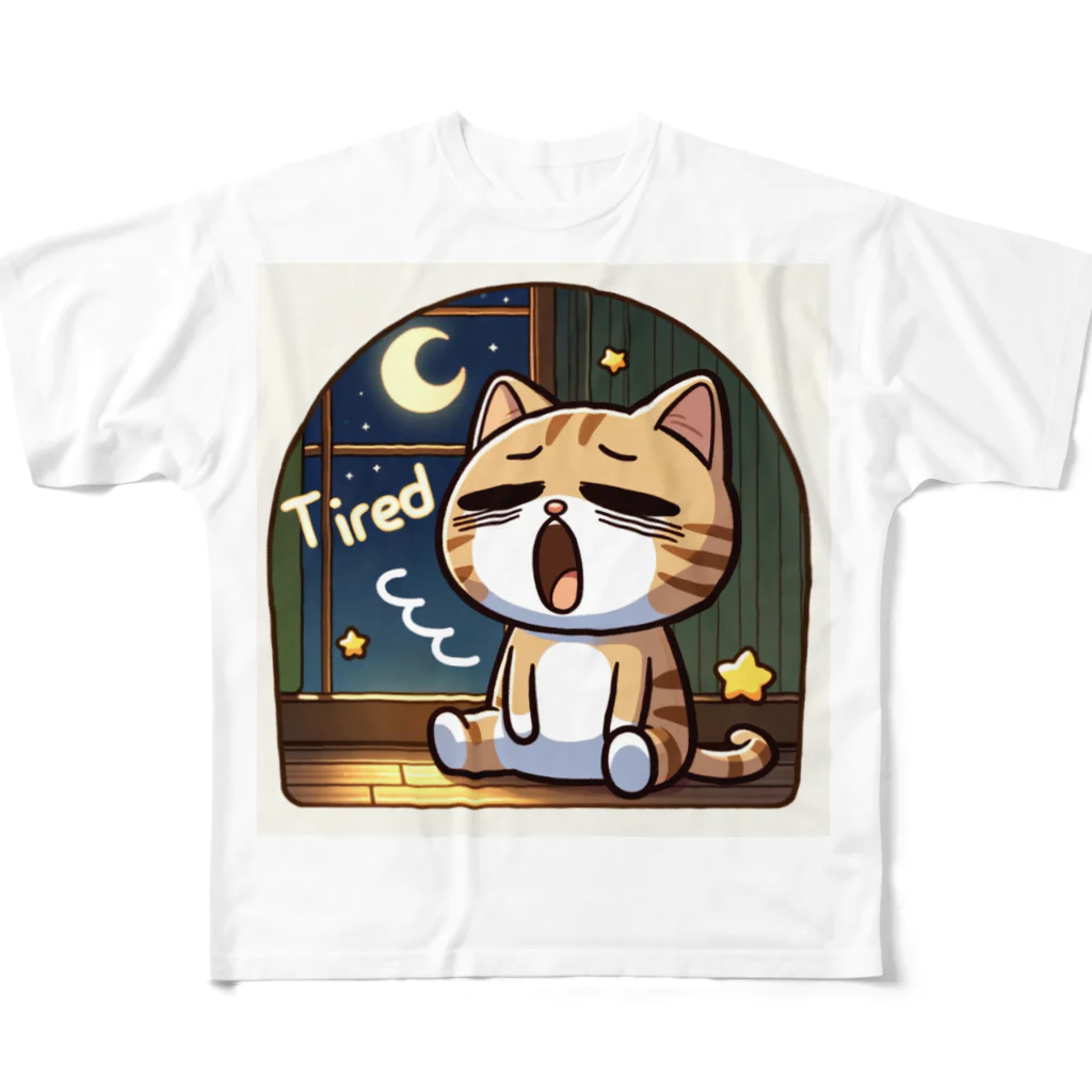 mimikkyu322のTired cat 5 All-Over Print T-Shirt