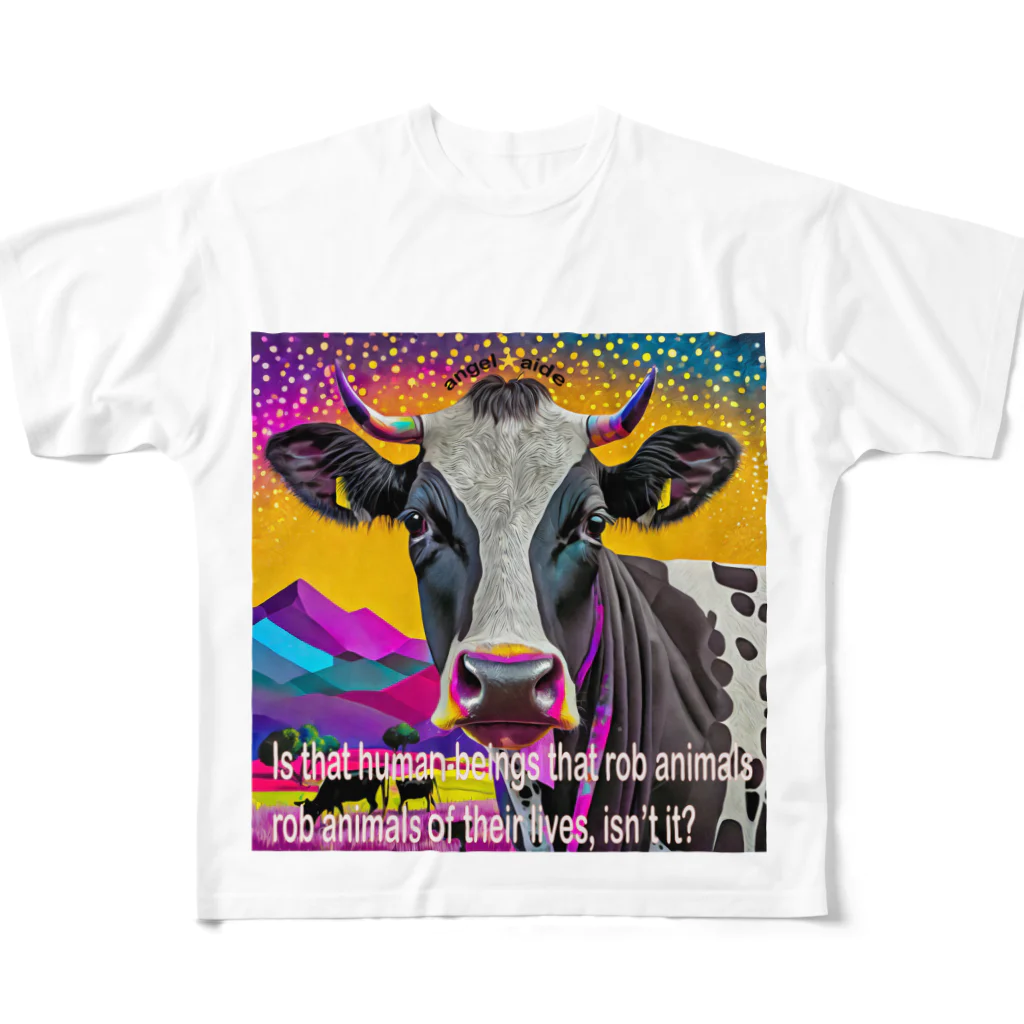 angelaideのanimal welfare cow フルグラフィックTシャツ