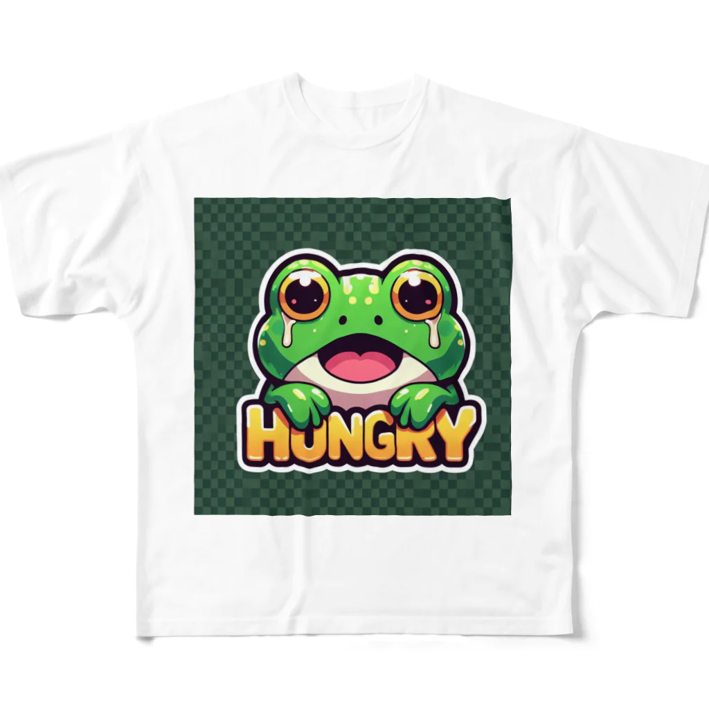 カエルグッズのHUNGRYカエル All-Over Print T-Shirt