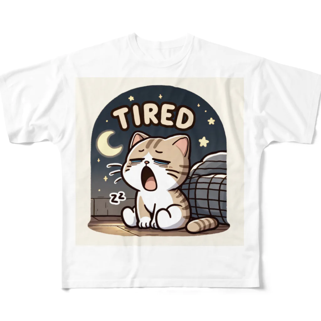 mimikkyu322のTired cat7 All-Over Print T-Shirt