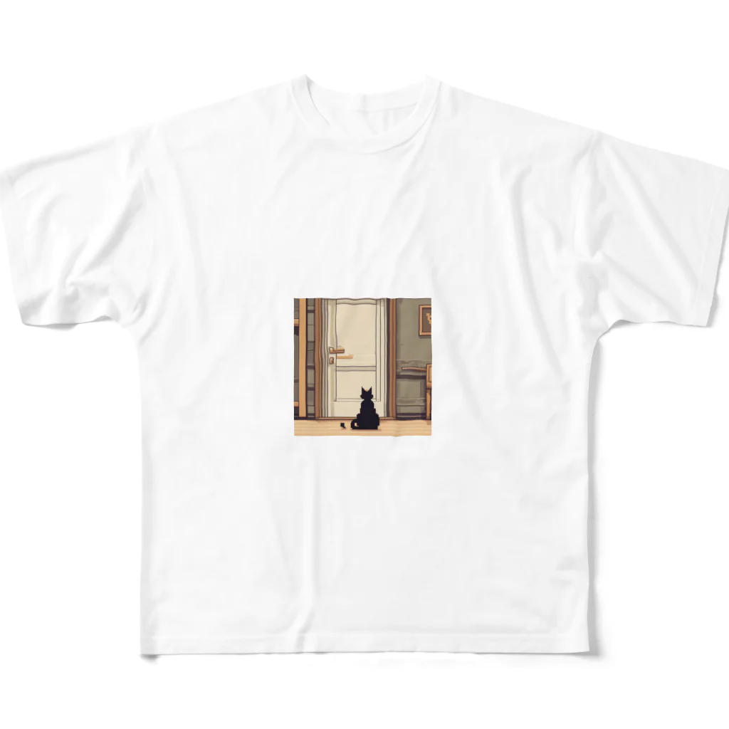 masaのドアの前で待っている猫 All-Over Print T-Shirt