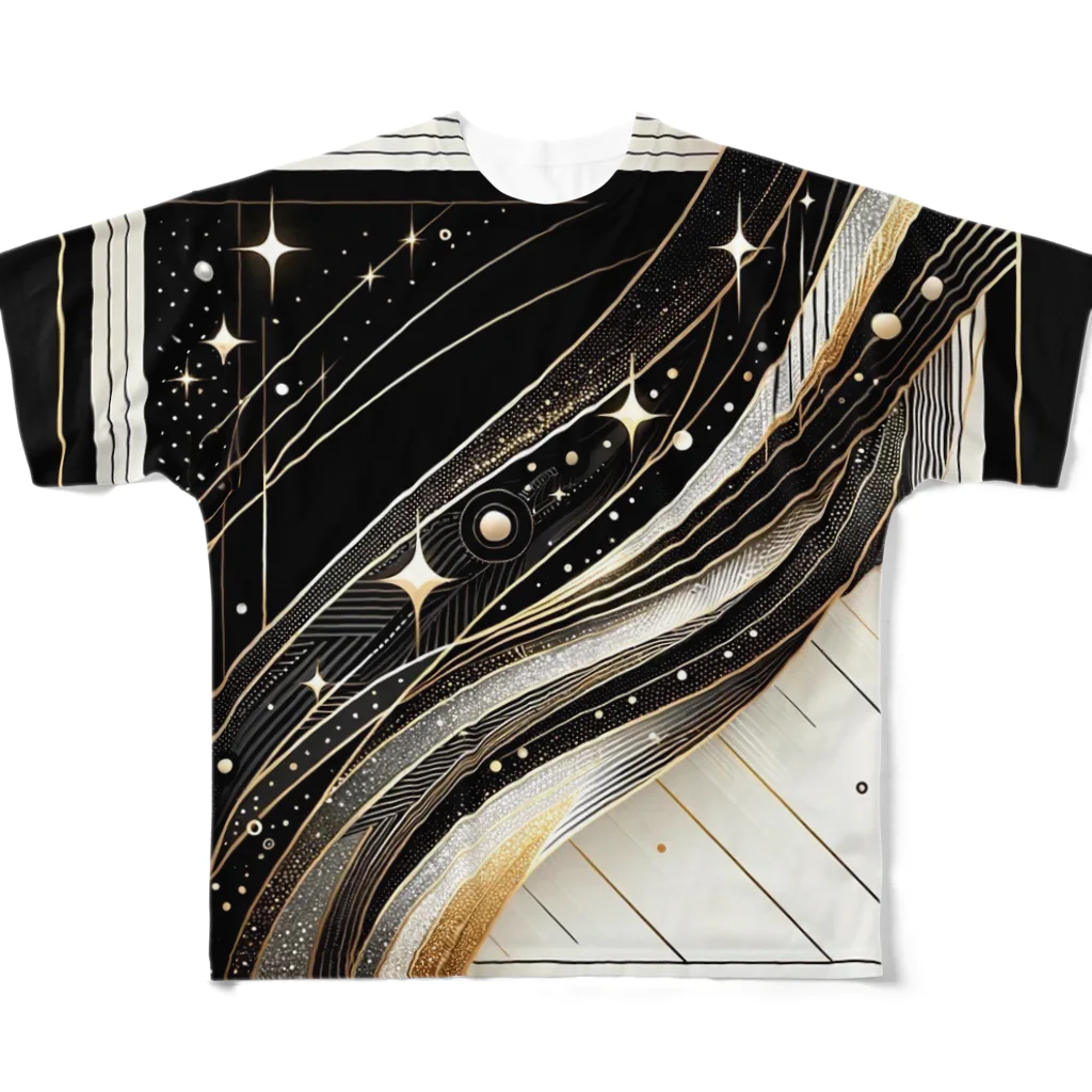Black_White_Goldの流れ星 All-Over Print T-Shirt
