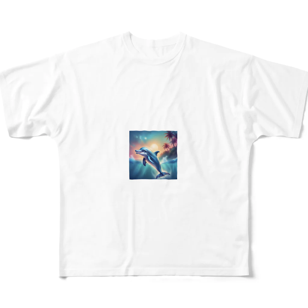 syuko5の水面を跳ねるイルカ All-Over Print T-Shirt