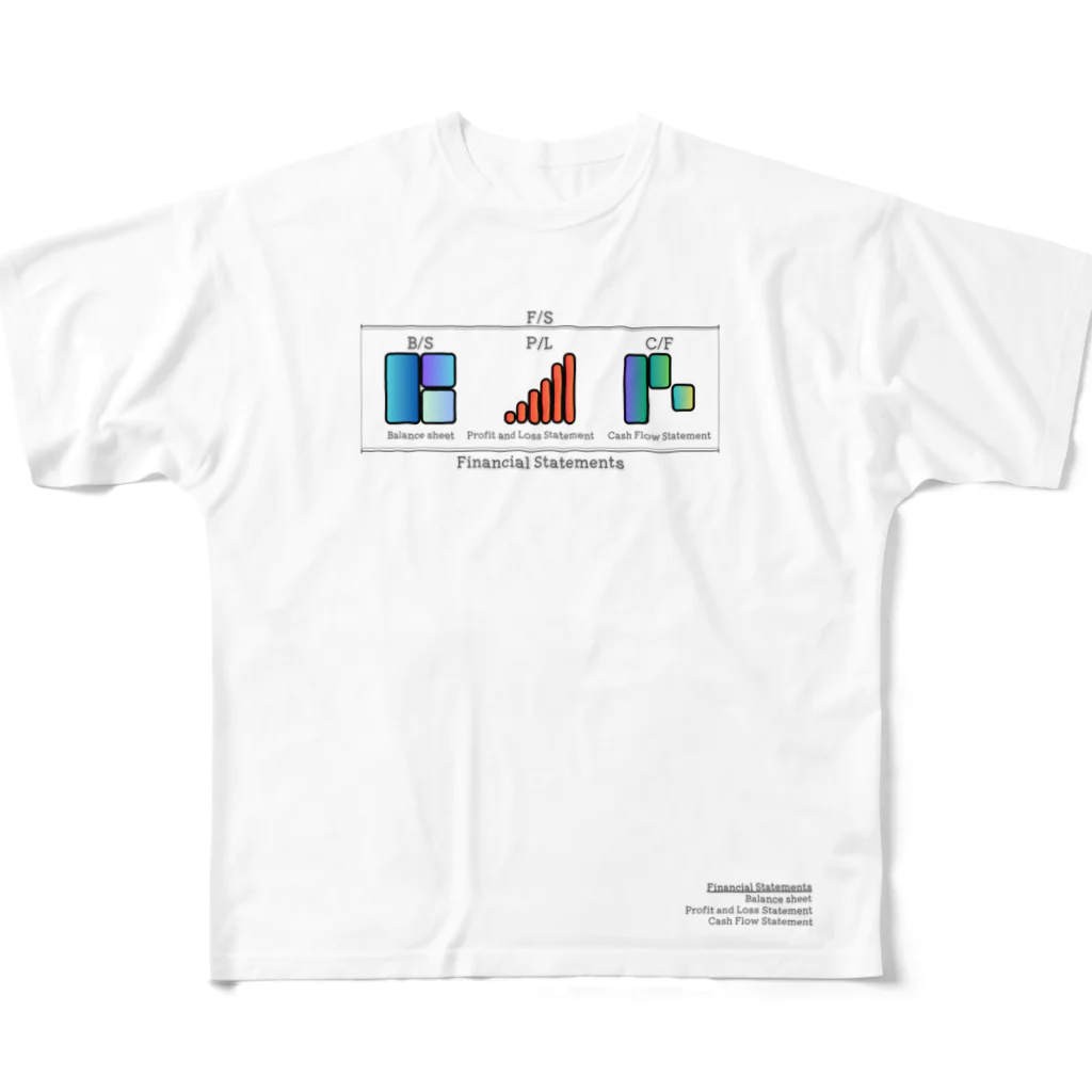 GreenCrane(グリーンクレーン出版)の財務三表のつながりTシャツ フルグラフィックTシャツ