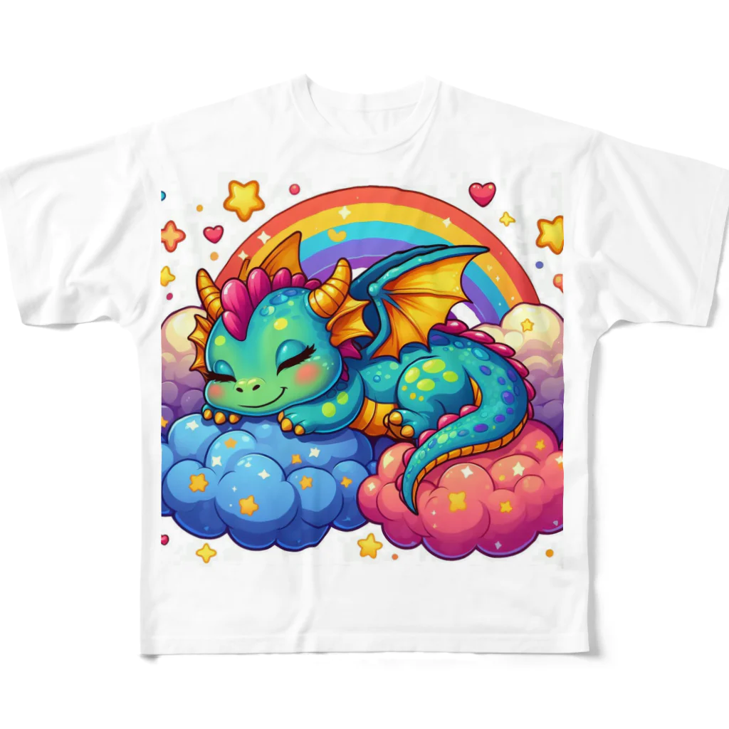 Harmony of Natureの夢見るドラゴン フルグラフィックTシャツ