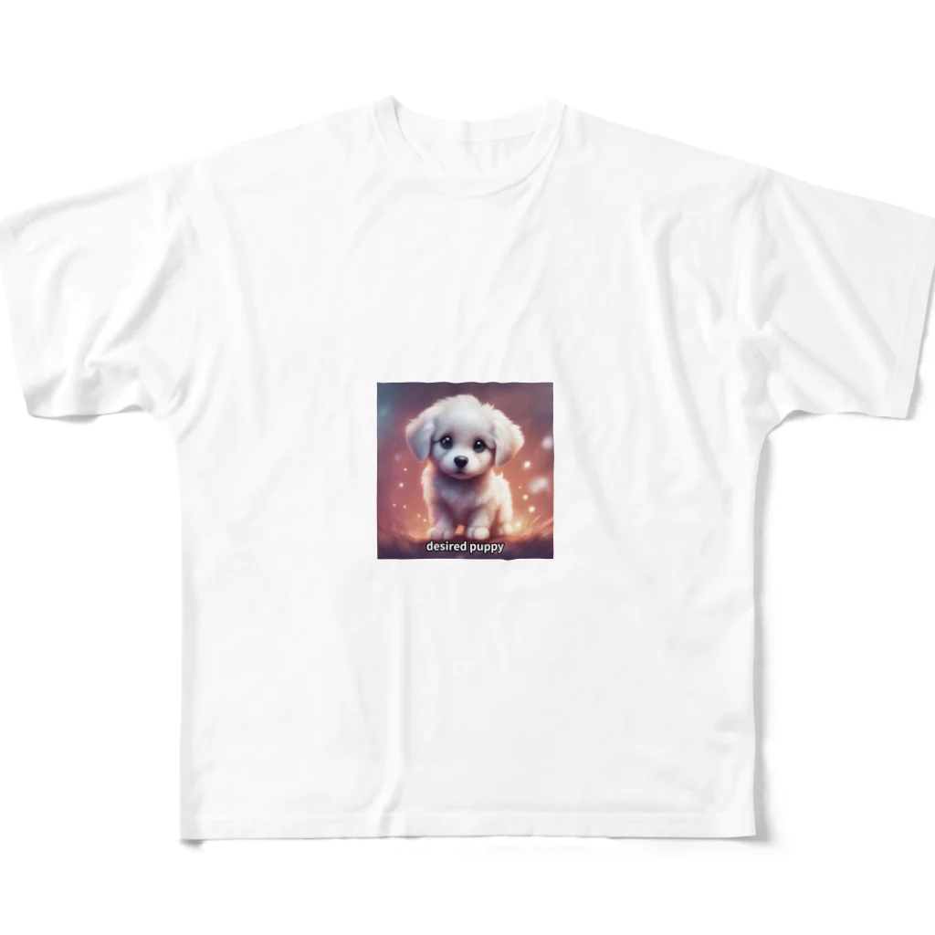 happiness_shopの無邪気な笑顔で幸運を招く可愛い子犬 All-Over Print T-Shirt