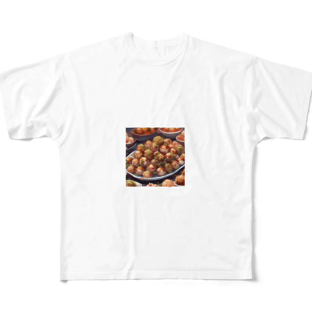 happiness_shopの大阪発祥のご当地グルメ、「大阪たこやき」 All-Over Print T-Shirt