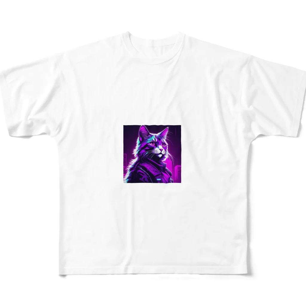 jujumarucatのROCKYCAT　ガラス越し All-Over Print T-Shirt