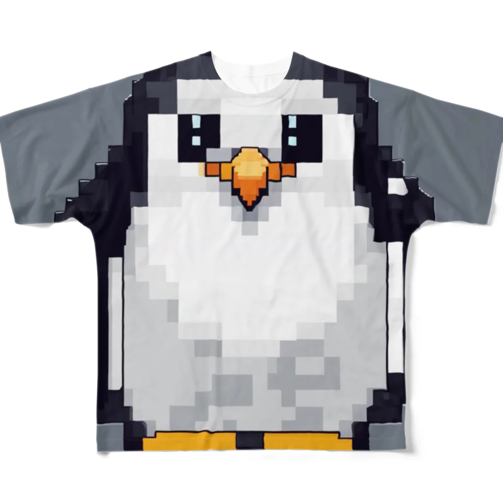 hakusyuuの優しい眼差しペンギン フルグラフィックTシャツ