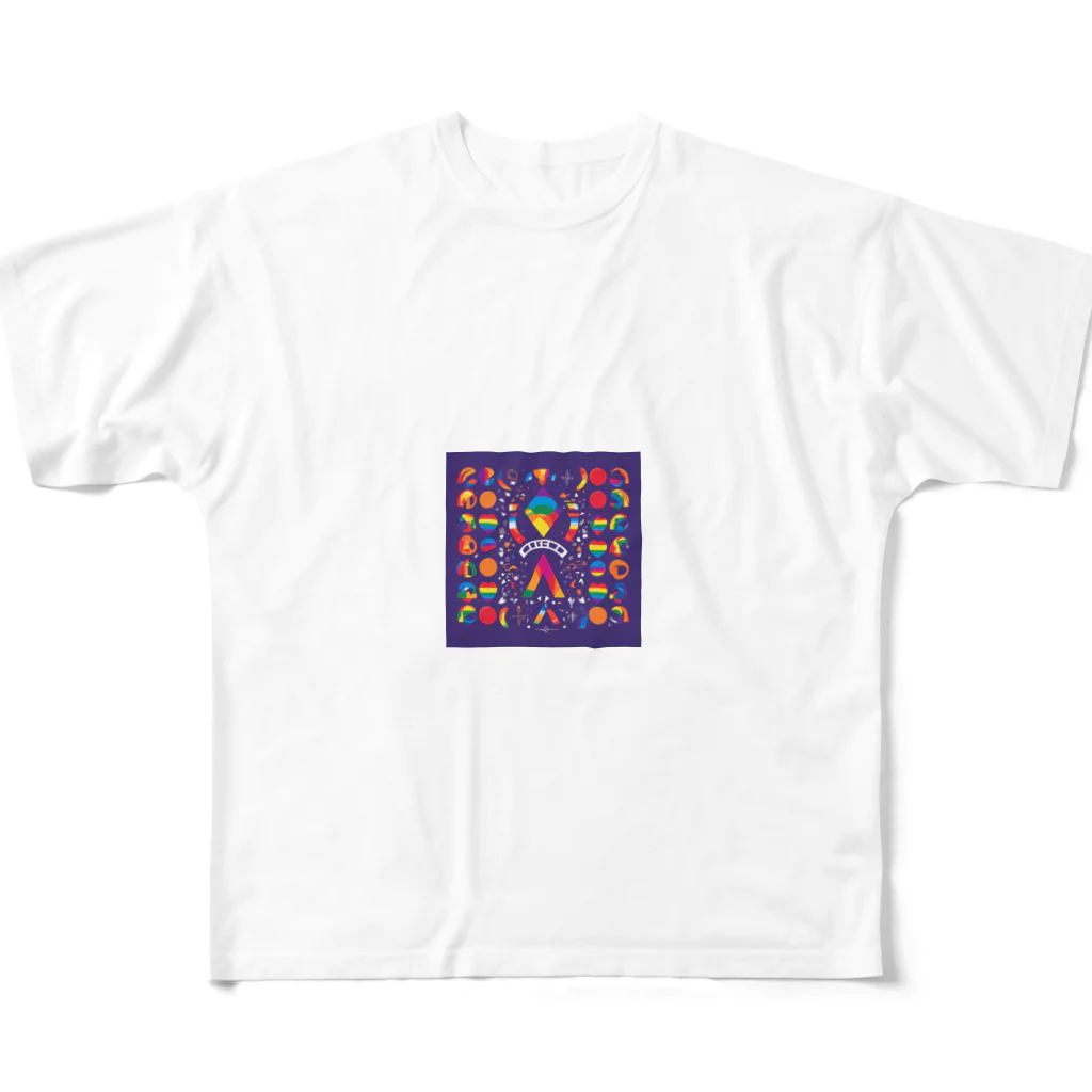 Happy　Rainbow　Flagのレインボーフラッグ All-Over Print T-Shirt