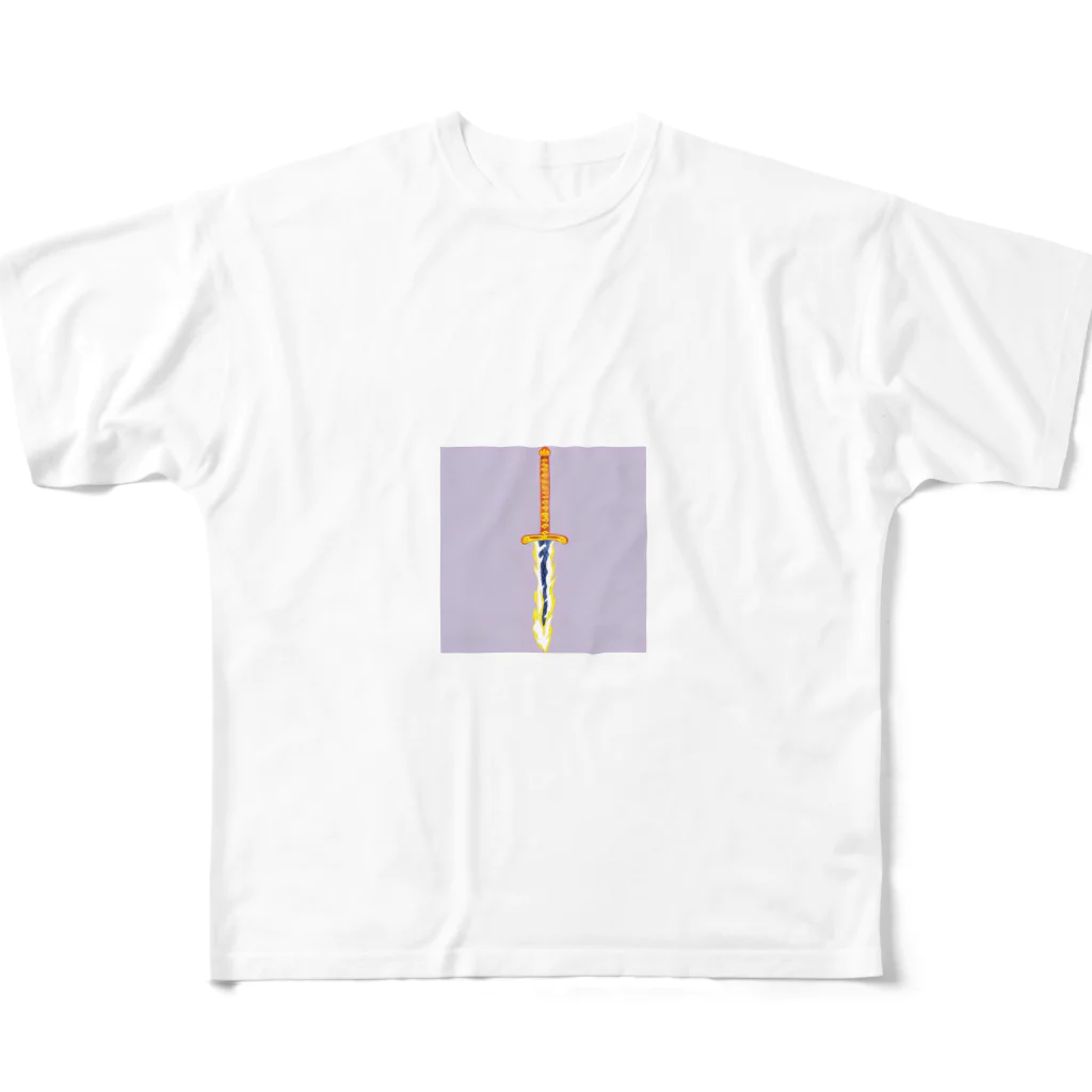 五木武利@楽して生きるの炎の草薙の剣 All-Over Print T-Shirt