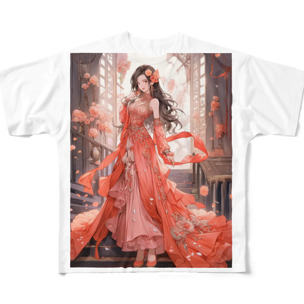 AQUAMETAVERSEの素敵なドレスでパーティ　sanae 2074 All-Over Print T-Shirt