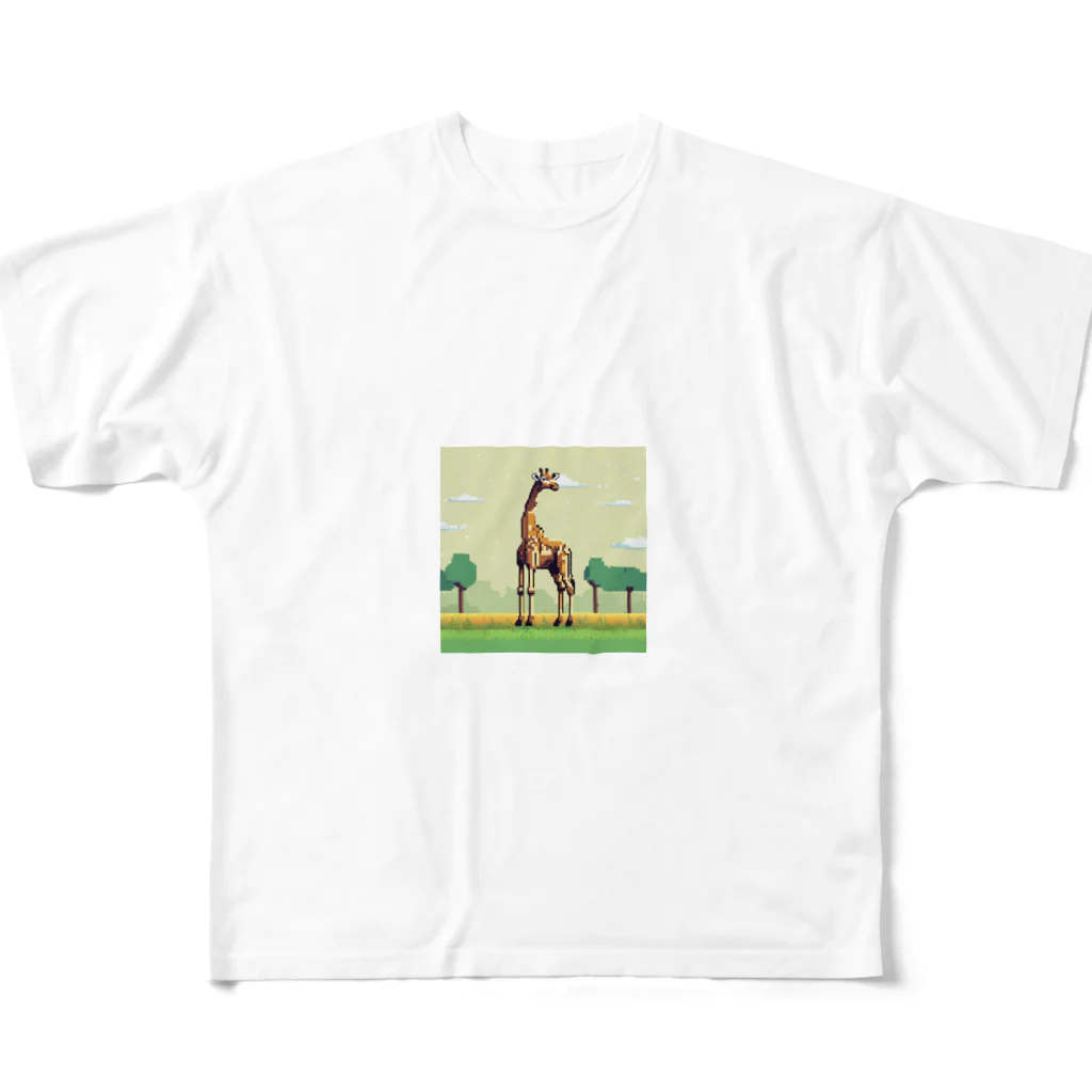 korokoroグッズの草原のキリン フルグラフィックTシャツ