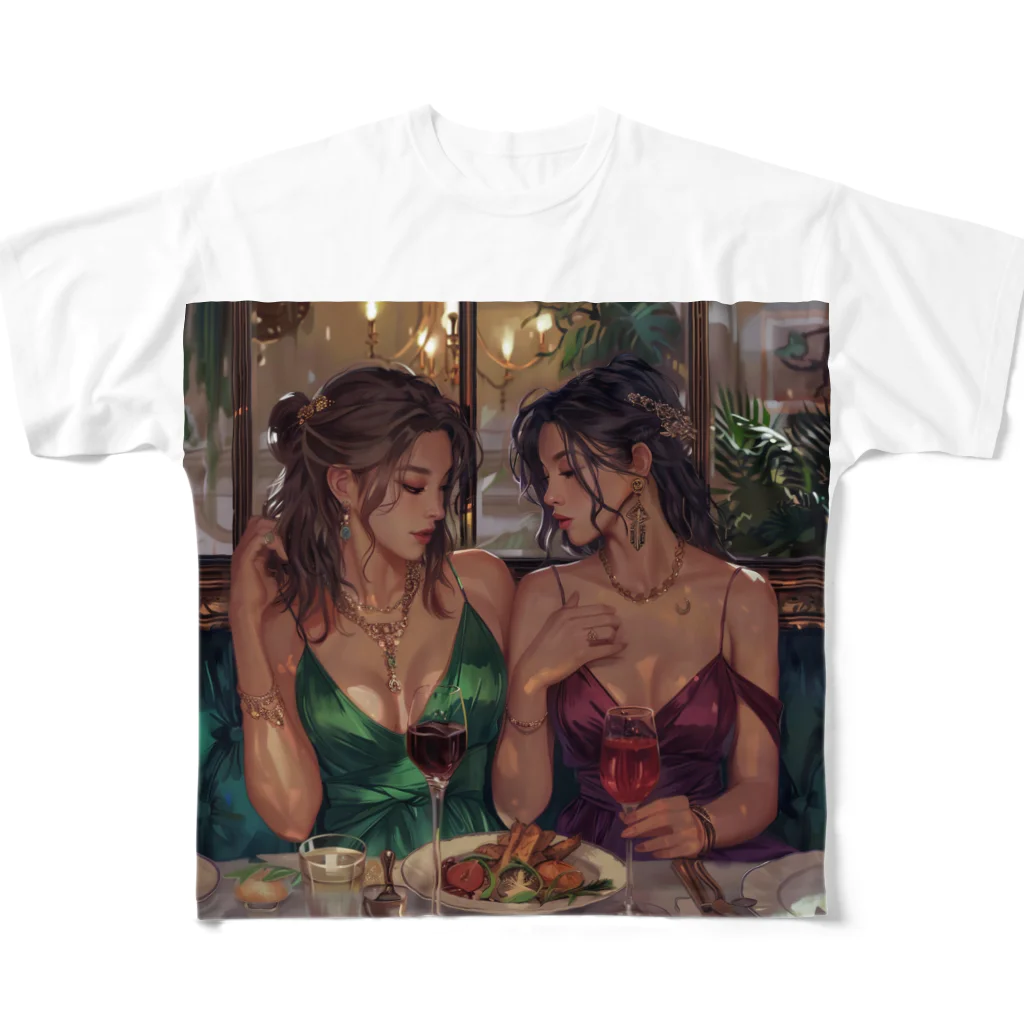 AQUAMETAVERSEの料理を満喫するセクシー美女 アメジスト 2846 フルグラフィックTシャツ