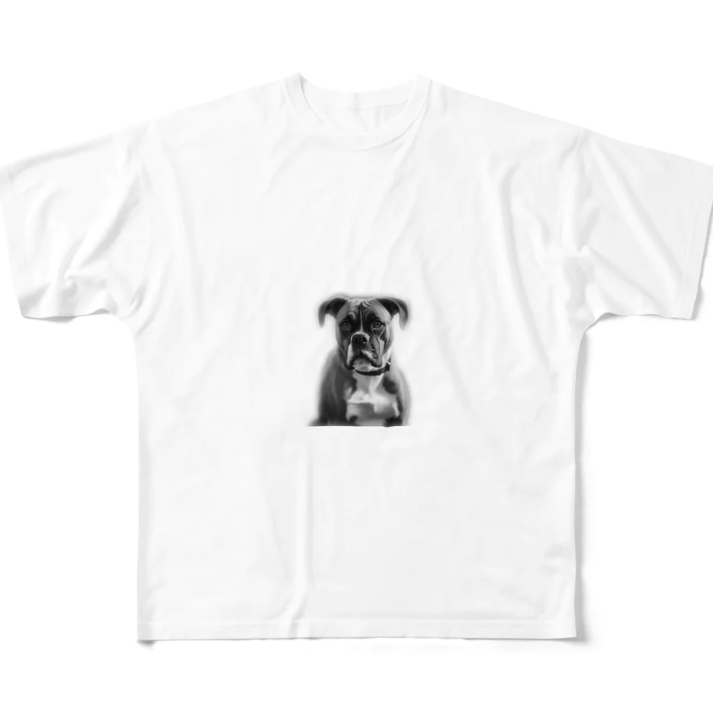 barbyGGGの超キュートなボクサー犬 フルグラフィックTシャツ