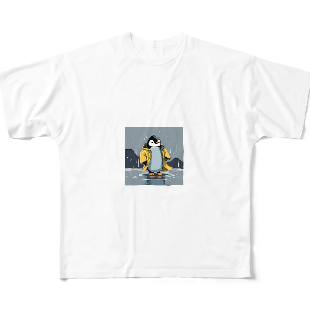 tak12_12のレインコートをつけたペンギン All-Over Print T-Shirt