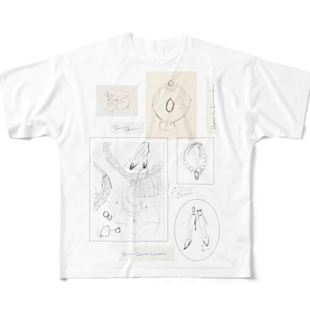 mermaidandwhitehorseのイラストレーション01 フルグラフィックTシャツ