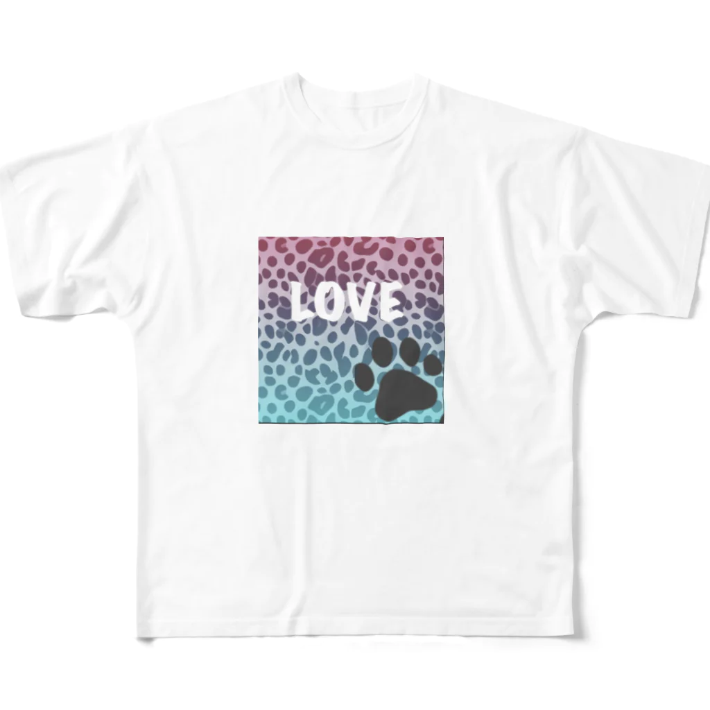 Porte de  bonheur  〜幸せの扉〜の豹柄LOVE🐾シリーズ All-Over Print T-Shirt